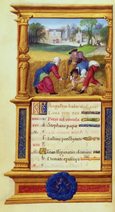 August Reaping Wheat by Master Jean de Mauleon